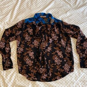 Scotch & Soda Black and Blue Floral Button Down Shirt